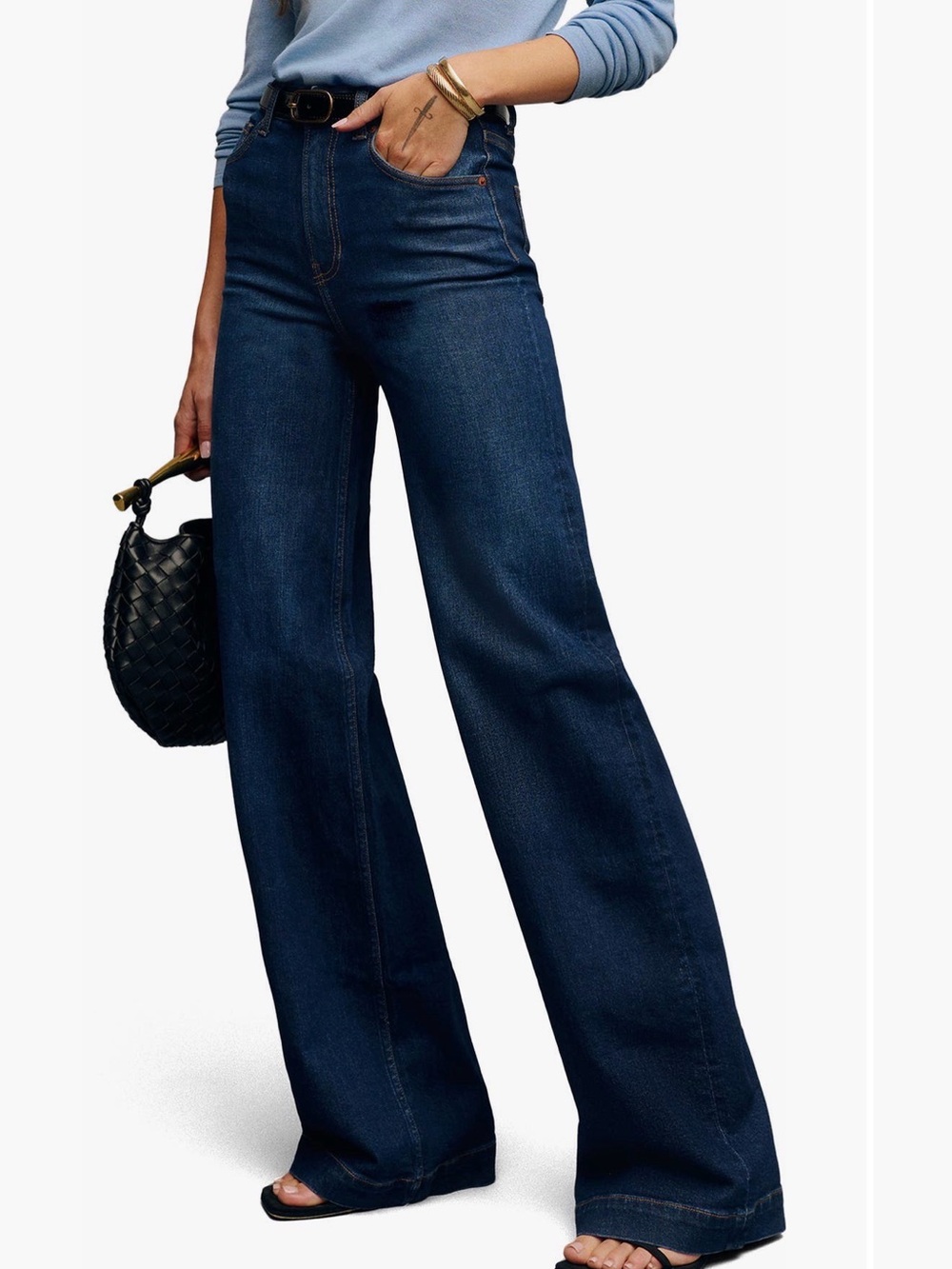 Reformation Dark Blue Wide-Leg High-Rise Jeans